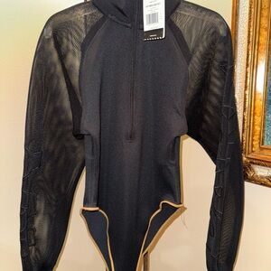 Black Mesh Long Sleeve Bodysuit